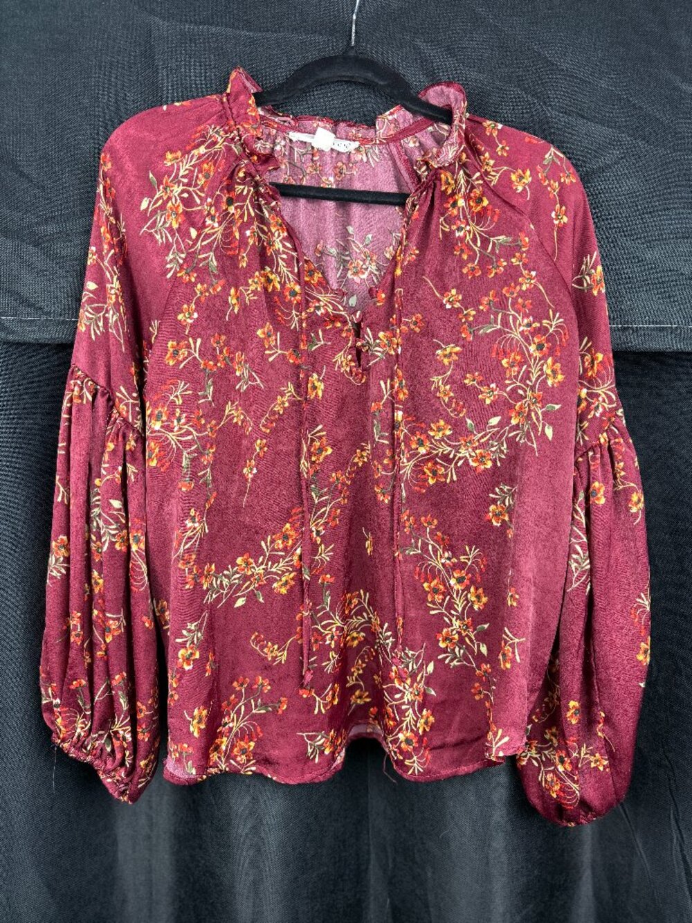Lovestitch Burgundy Floral Blouse (Size S)